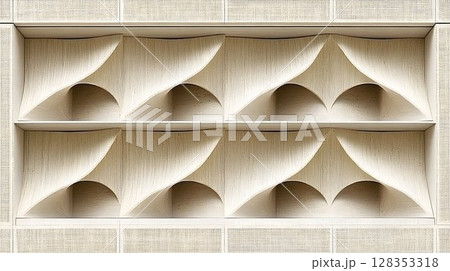 Abstract beige geometric carved texture pattern background Abstract beige geometric carved texture pattern background 128353318