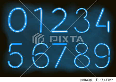 numbers in the form of neon lamps numbers in the form of neon lamps 128353467