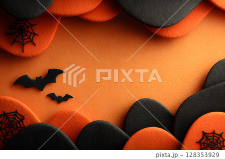 Modern Halloween abstract background with seasonal colors and copy space. Great for digital marketing and graphics. 128353929