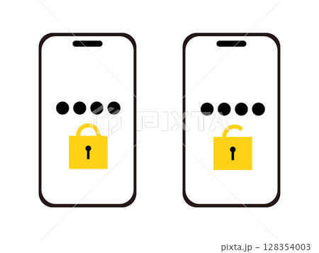 スマートフォンのロック画面のアイコンのイラストのセット 128354003