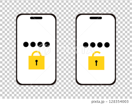 スマートフォンのロック画面のアイコンのイラストのセット 128354003