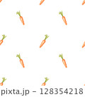 Watercolor seamless pattern hand drawn with carrots on white background 128354218