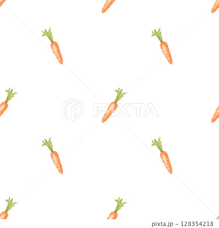 Watercolor seamless pattern hand drawn with carrots on white background Watercolor seamless pattern hand drawn with carrots on white background 128354218