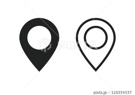 イラスト素材：かわいいマップのピンのアイコン　 pin point. pin location 128354337