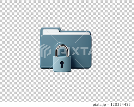 3d secure folder icon with lock, privacy protection symbol for cloud storage and data security 128354455