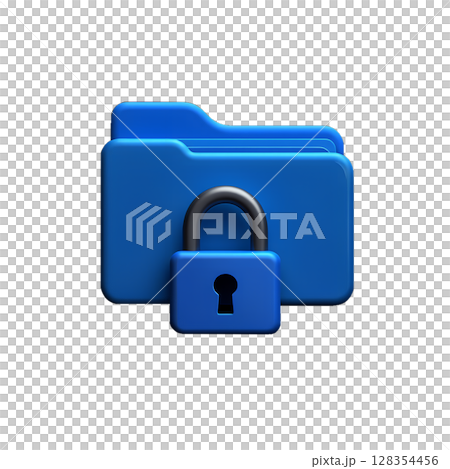 Minimalist 3d locked folder icon, modern ui design for secure app interface or web dashboard 128354456