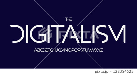 Minimalist modern logo font, sleek futuristic alphabet. Elegant geometric typeface for tech headline, digital interface, science branding, clean UI, innovation product type design. Vector typography 128354523
