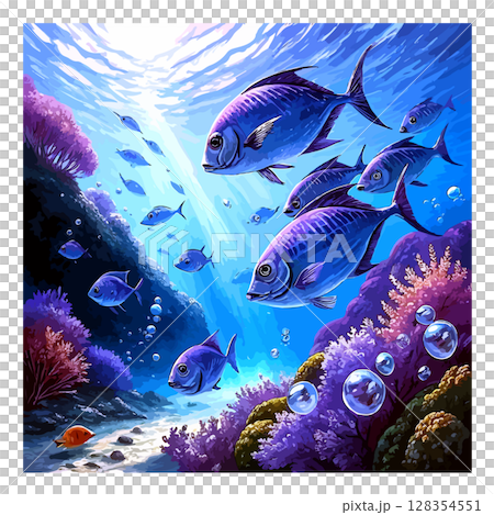 シーパラダイス回遊するアジ 128354551
