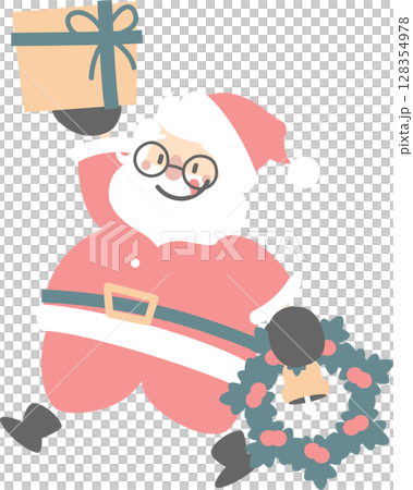 merry christmas and happy new year with cute santa claus and present gift, flat jpg illustration cartoon character costume design merry christmas and happy new year with cute santa claus and present gift, flat jpg illustration cartoon character costume design 128354978