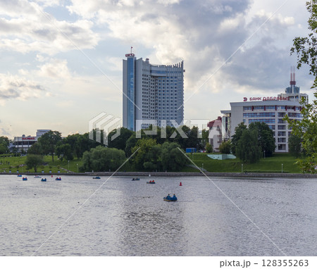 07.07.2025- Minsk, Belarus - Svislach river in the city. 128355263