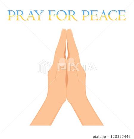Human hands folded in prayer. Hand pray symbol, isolated on white background. Pray for peace in Ukraine. Turning to God. Faith and Hope. Religious symbol. Human hands folded in prayer. Hand pray symbol, isolated on white background. Pray for peace in Ukraine. Turning to God. Faith and Hope. Religious symbol. 128355442