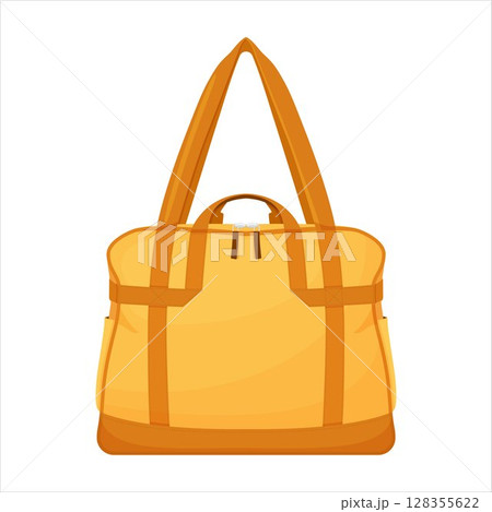 Travel bag, gym bag, sea bag, sports bag, foldable weekend bag, spare bag. Vector illustration, accessory, flat design, Isolated on white background 128355622