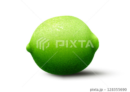 Ripe juicy green lime. 3d Realistic fruit vector illustration isolated on white background. Ripe juicy green lime. 3d Realistic fruit vector illustration isolated on white background. 128355690