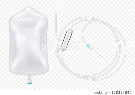 Medical dropper isolated on transparent background. Realistic 3d vector illustration. 128355849