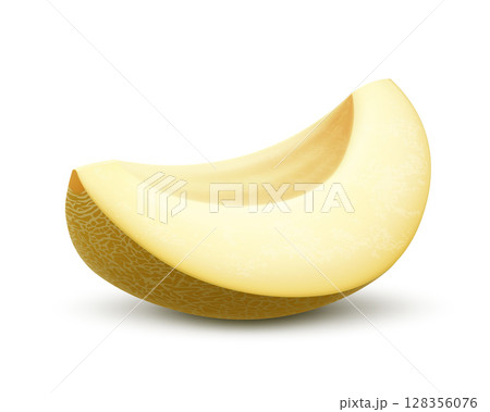Ripe fresh honeydew melon. Slice of melon. Realistic 3d vector illustration. Isolated on white background. 128356076