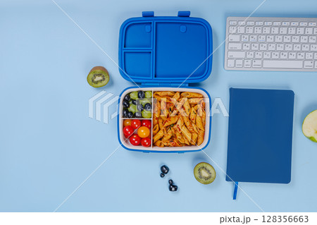 Lunch boxes with food ready for work or school. 128356663