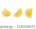 Sliced fresh lemon on isolated white background. 128356672