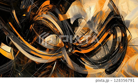 デジタル筆跡で描く抽象ブラッシュアート 128356791