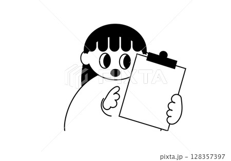 バインダーを持つ女の子のかわいいイラスト バインダーを持つ女の子のかわいいイラスト 128357397