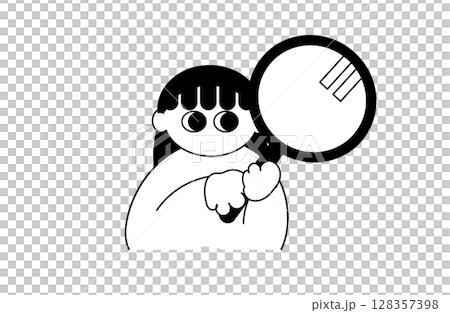 拿著放大鏡的女孩的簡單插圖 128357398