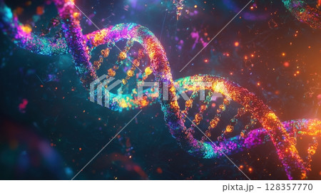 夜空に浮かぶ幻想的なDNAの輝き 128357770
