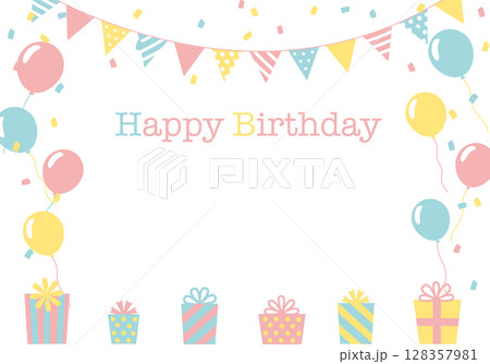バースデーカード_誕生日パーティー背景(ヨコ) happy birthday バースデーカード_誕生日パーティー背景(ヨコ) happy birthday 128357981