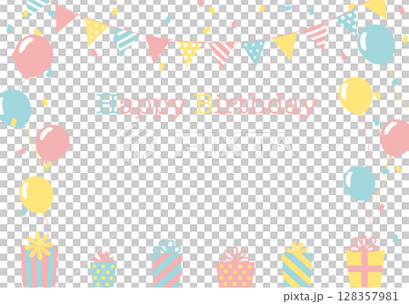 バースデーカード_誕生日パーティー背景(ヨコ) happy birthday バースデーカード_誕生日パーティー背景(ヨコ) happy birthday 128357981