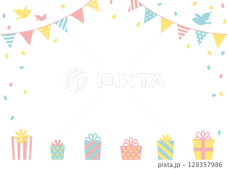 バースデーカード_誕生日パーティー背景(ヨコ) バースデーカード_誕生日パーティー背景(ヨコ) 128357986