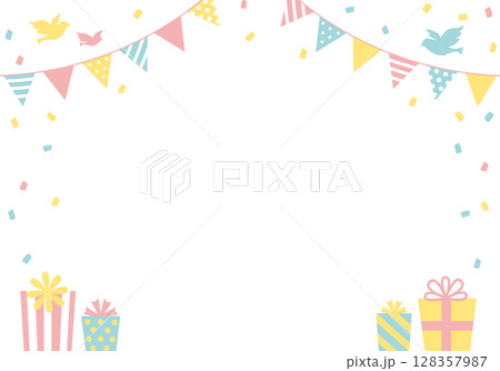 バースデーカード_誕生日パーティー背景（ヨコ） 128357987