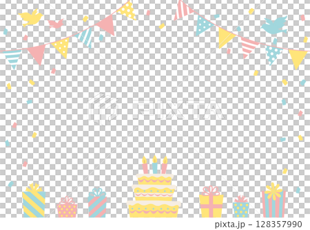 バースデーカード_誕生日パーティー背景（ヨコ） 誕生日ケーキ 128357990