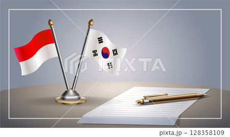 Small national flag of Indonesia and South Korea flag Relation, Template Vector Illustration 128358109