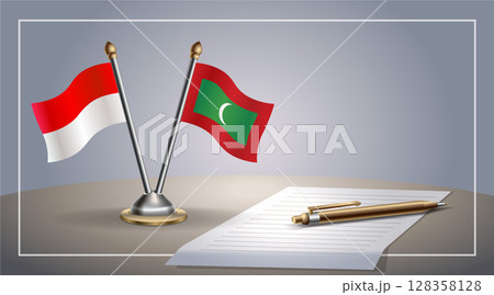Small national flag of Indonesia and Maldives flag Relation, Template Vector Illustration 128358128