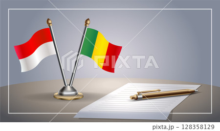 Small national flag of Indonesia and Mali flag Relation, Template Vector Illustration 128358129