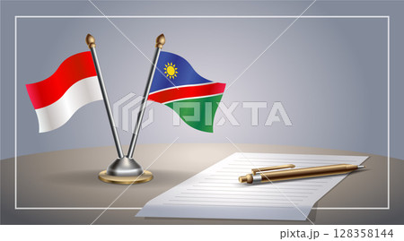 Small national flag of Indonesia and Namibia flag Relation, Template Vector Illustration 128358144