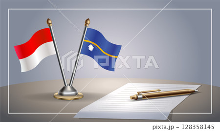 Small national flag of Indonesia and Nauru flag Relation, Template Vector Illustration 128358145