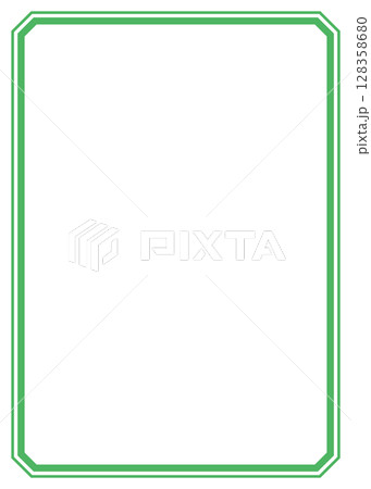 シンプルな緑色の縁線フレーム枠イラスト素材　額縁　背景白バックpng　ベクター 128358680