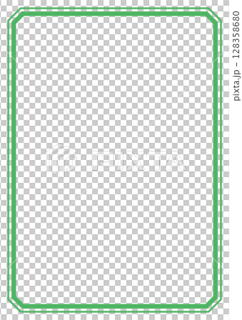 シンプルな緑色の縁線フレーム枠イラスト素材　額縁　背景白バックpng　ベクター 128358680
