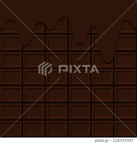 とろけるチョコレートと板チョコの背景 とろけるチョコレートと板チョコの背景 128359397