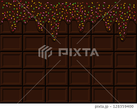 とろけるチョコレートと板チョコの背景 128359400