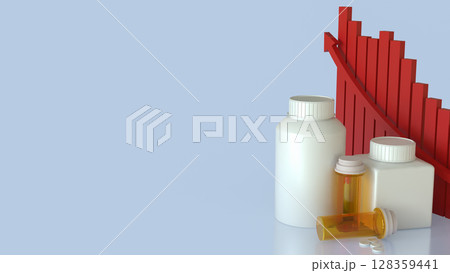 The Drug bottle and red chart for Medical or health concept 3d Rendering. The Drug bottle and red chart for Medical or health concept 3d Rendering. 128359441