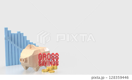 The Gross savings and Piggy Bank for Business concept 3d Rendering. 128359446