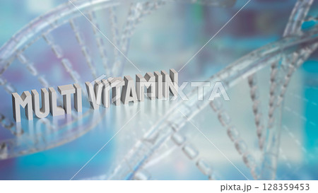 The multi vitamin on Dna Background for sci or health concept 3d Rendering. 128359453