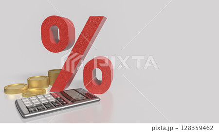 The Percent and calculator for Business concept 3d Rendering. 128359462