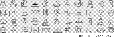 關於 VPN 的向量單色線圖示集 關於 VPN 的向量單色線圖示集 128360963