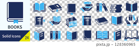 Book silhouette icon set 128360965