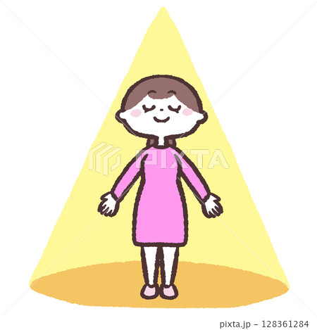 スポットライトに当たる女性のイラスト 128361284