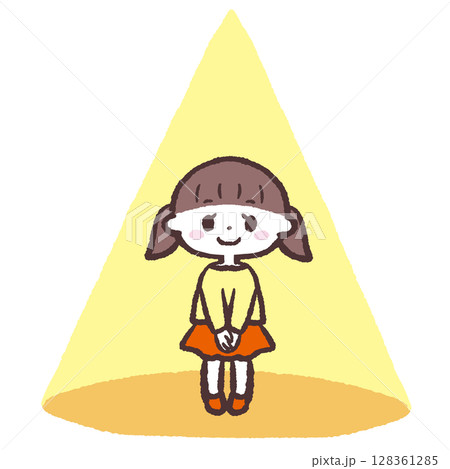 スポットライトに当たる女の子のイラスト 128361285