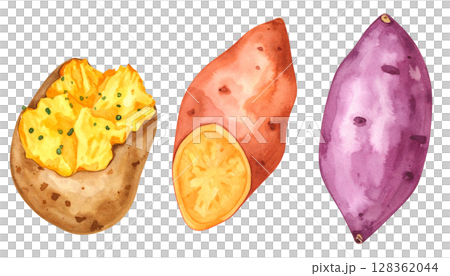 お芋のイラストセット　秋の食材シリーズ　 128362044