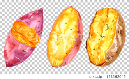 Sweet potato illustration set - Autumn food series 128362045