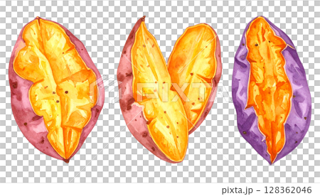 お芋のイラストセット　秋の食材シリーズ　 128362046